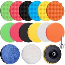 SIQUK 16 Pieces Buffing Pads 5 Inch Car Polishing Pad Kit Foam Polish Pads Wax B