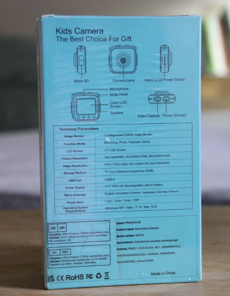 PROGRACE Kids Waterproof Digital Camera 1080P HD 32GB Gift Boxed New Sealed - Image 2 of 4