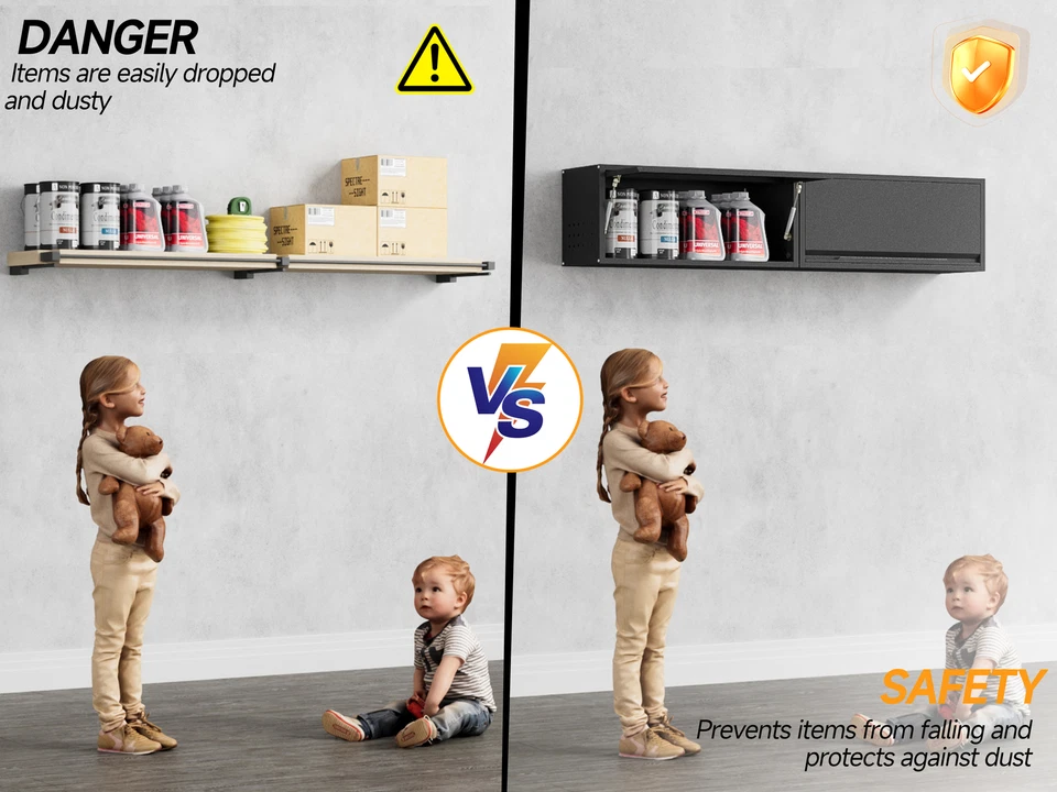 Armario de almacenamiento de baño de metal negro para cocina garaje armario de pared armario de metal Foto 4 de 4