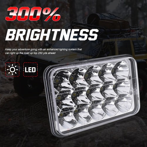 2PC Black 4x6 LED Headlights Hi/Lo Beam for Chevy S10 Blazer 1994 1995 1996 1997 - Picture 5 of 13