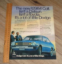Dodge Car AD 1977 Colt original ONE magazine page advertisement