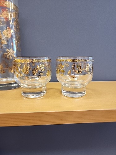 Vintage Culver Chantilly MCM 22 KT Gold Intarsien 5-teiliges Bargeschirr Martini Set - Bild 10 von 18