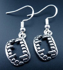Vampire Teeth Earrings Sterling Silver Ear Wires Gothic Monster Jaws Creepy Vamp