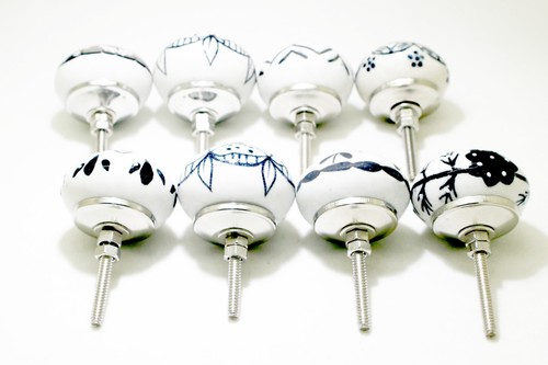 Ceramic White & Black Door Knob 8 Pcs Cabinet Knob Ceramic Knob Drawer Knob - Picture 6 of 8