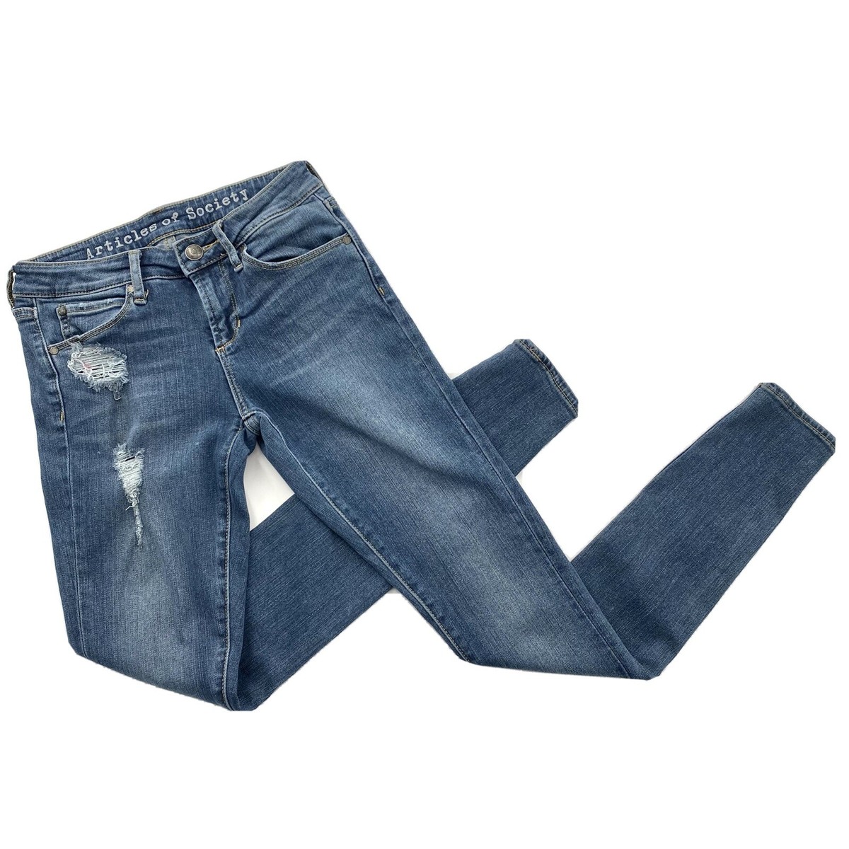 Articles of Society Jeans Sarah Skinny Womens Size 24 Distressed Medium Blue