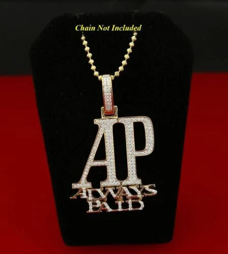 Yellow 925 Sterling Silver "AP" Letter Necklace Pendant 2.61ct Cubic Zirconia - Picture 5 of 10