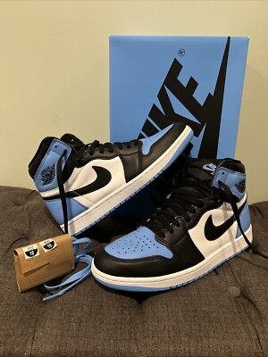 Air Jordan High Retro UNC Size 10 University Blue w/ Box Laces Nike Black  Toe