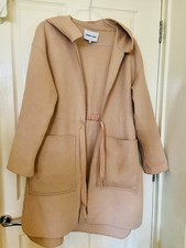 Bimba Y Lola Soft Pink Long Wool Mix Long Coat & Hood 10 12 M 38
