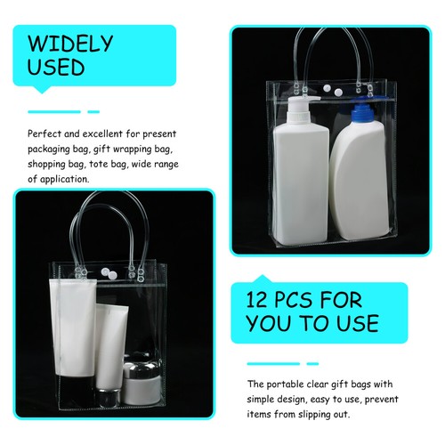 12 Pcs Reusable Transparent Gift Bags small gift bag clear party favor bags - 第 8/11 張圖片