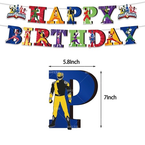 POWER RANGERS BALLOON BANNER KIDS BIRTHDAY PARTY SUPPLIES CAKE TOPPERS DECOR SET - Picture 2 of 7