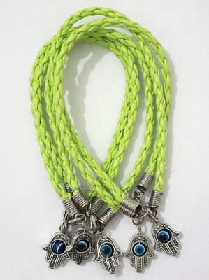 5 x grünes Hamsa Armband Evil Eye Freundschaft Kabbala Hand von Fatima Lot Silber