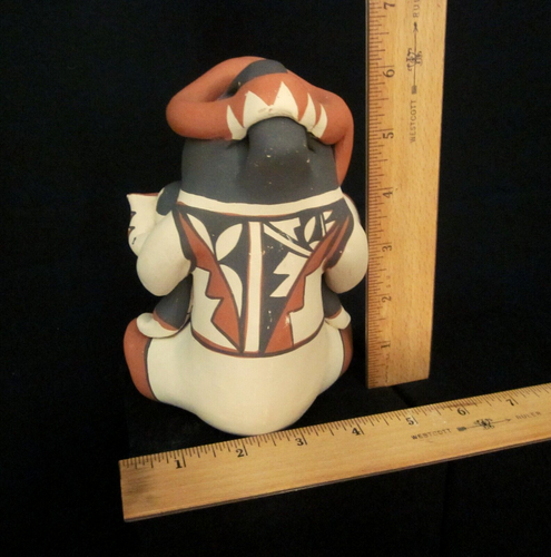 Native American Pottery Storyteller Judy Toya Jemez Man & 3 Kids w/Pots 6" x 5" - Picture 5 of 6