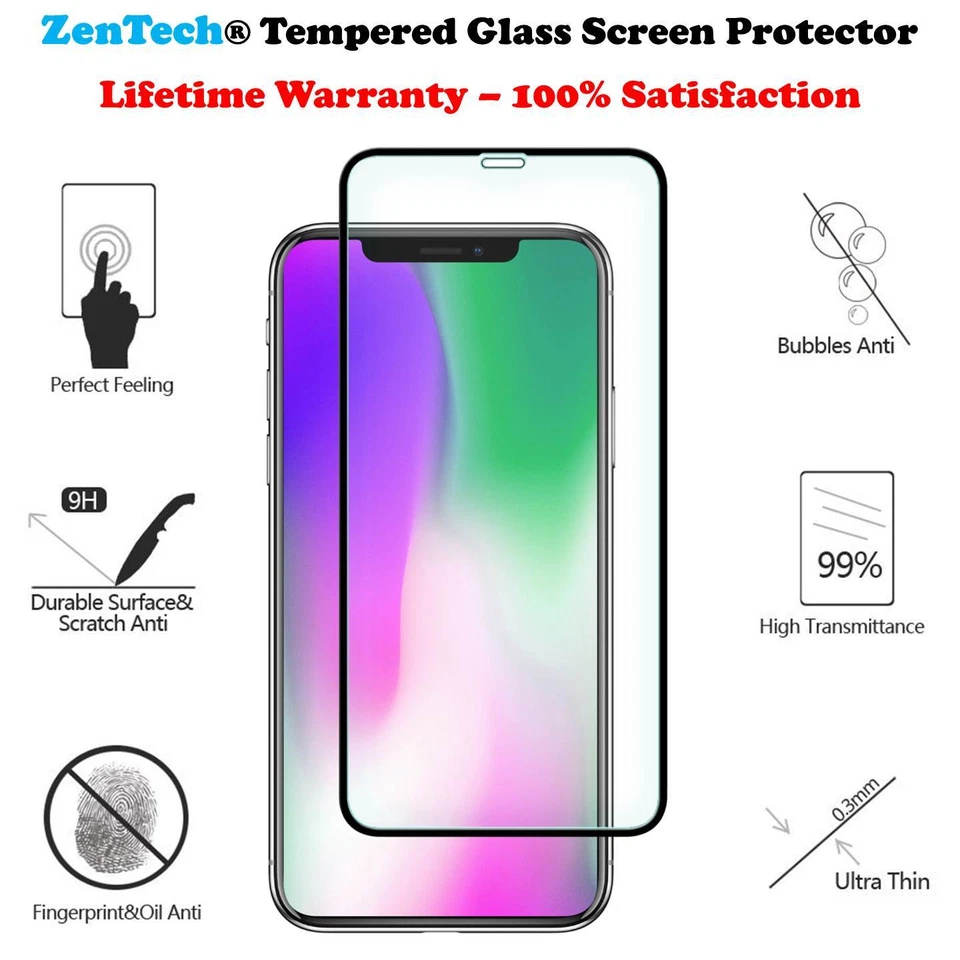 2-PK ZenTech Tempered Glass [FULL COVER] Screen Protector For iPhone XS Max XR X - Image 3 of 4