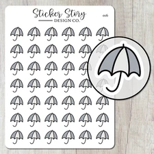 Umbrella Planner Stickers, Rainy Weather Stickers