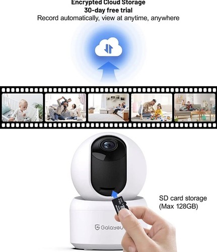 Indoor Security Camera 2K, Galayou Pet Camera, 360 Degree Wifi Home Security Cam - Picture 6 of 9