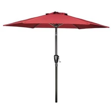 1 or 2 Pack 7.5ft Umbrella Outdoor with Push Button Tilt/Crank for Garden Red