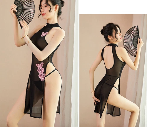 Sexy Women Lingerie Nightwear Exotic Cosplay Cheongsam Chinese High Slit - Picture 2 of 38