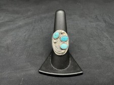 Vintage Native American Sterling Silver Turquoise Ring, Size 8