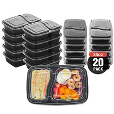 100pcs Meal Prep Food Containers 35oz Reusable Microwavable Lunch Box Disposable