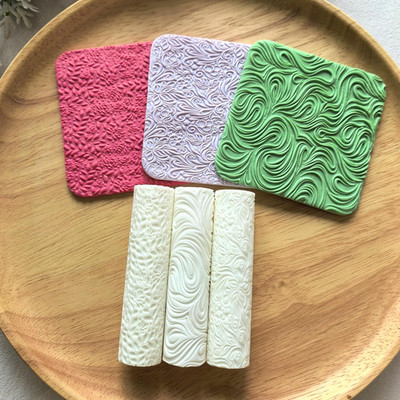 3Pcs Polymer Clay Texture Roller Work with Polymer Clay Cutters for DIY Earrings