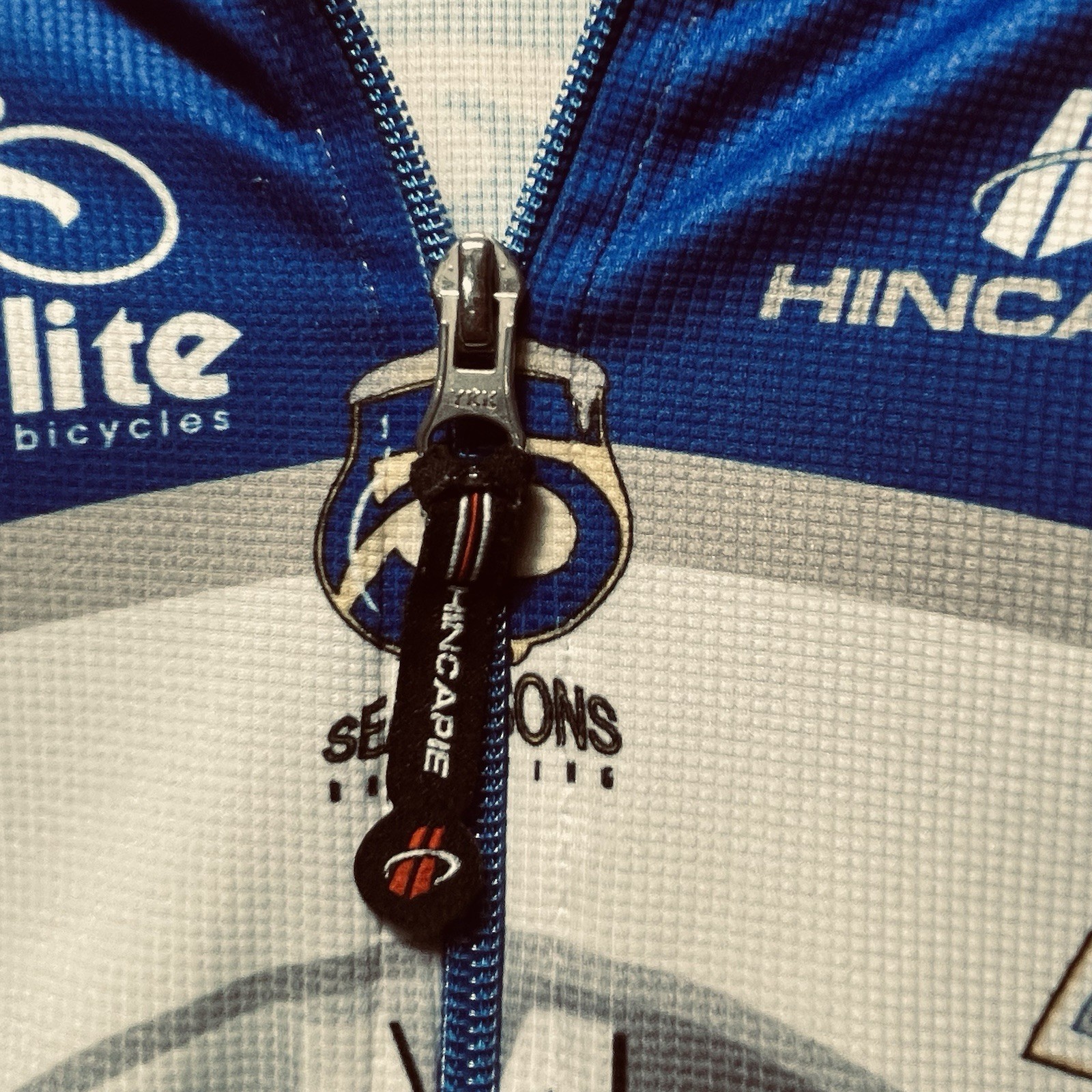 Hincapie Mens BMW Blue White Yellow Short Sleeve Jersey Size XL Full Zip Cycling