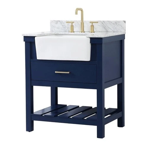 Elegant Decor Clement 30" MDF Single Bathroom Vanity with Backsplash in Blue - Picture 1 of 8