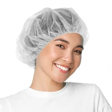 100 White Disposable Bouffant Caps Non-Woven XX-Large Hair Covers