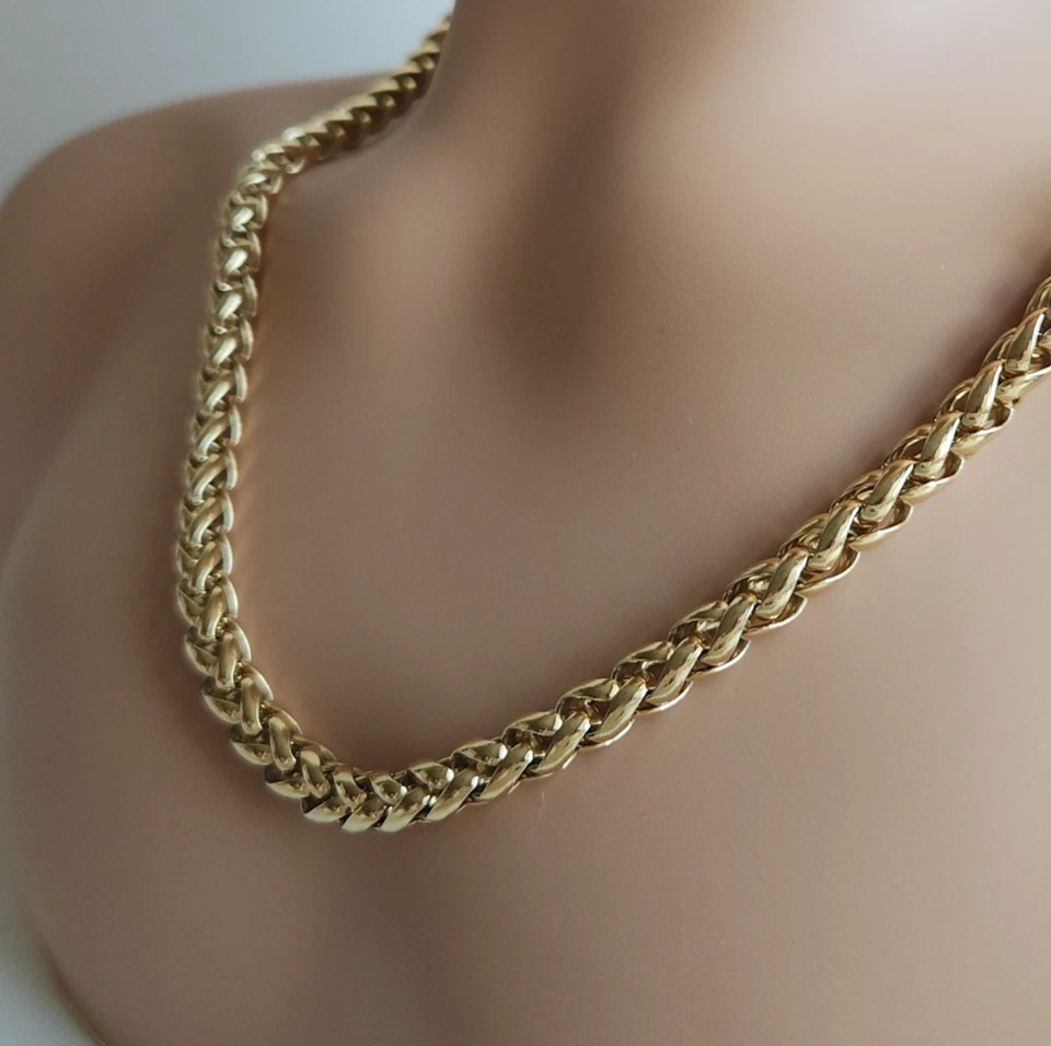 复古金色编织链式项链 | 24 英寸 | 7 毫米宽 | 设计师风格 — 第 3/4 张图片