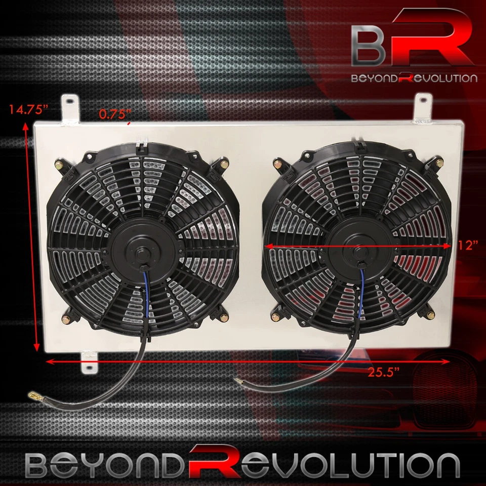 Para 1986-1992 Supra MK3 JDM Manual Trans Aluminio Radiador Doble 12" Ventiladores Cubierta Foto 3 de 4