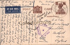 1942 WWII  Lt RF Creer 10th Lancashire Fusiliers field post card From India R025