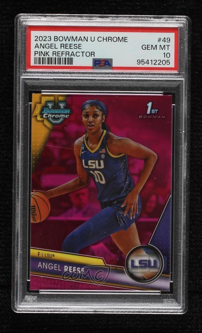 2023-24 Bowman U Chrome Pink Refractor Angel Reese #49 PSA 10 GEM MT 0f21 view 1