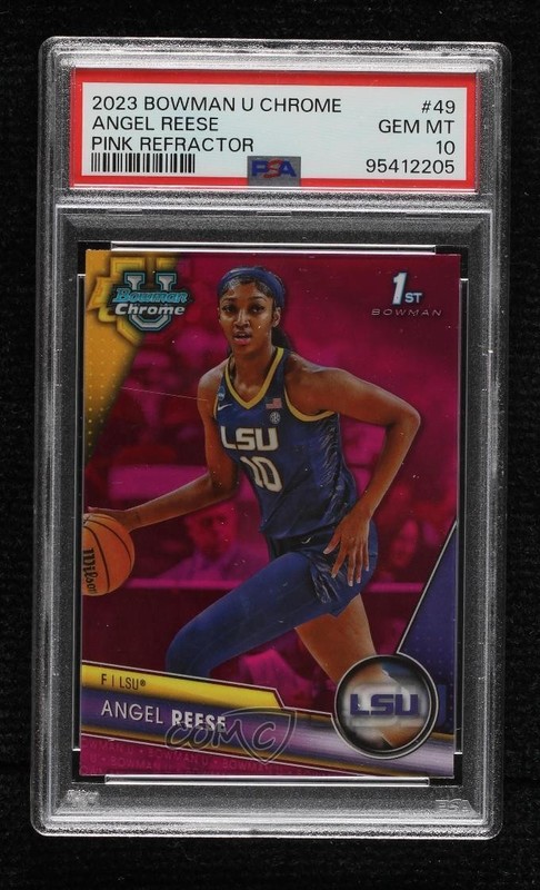 2023-24 Bowman U Chrome Pink Refractor Angel Reese #49 PSA 10 GEM MT 0f21