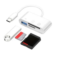 USB C to SD Card Reader, 3-in-1 Hub Converter, Micro SD TF Memory Type-C Adapter