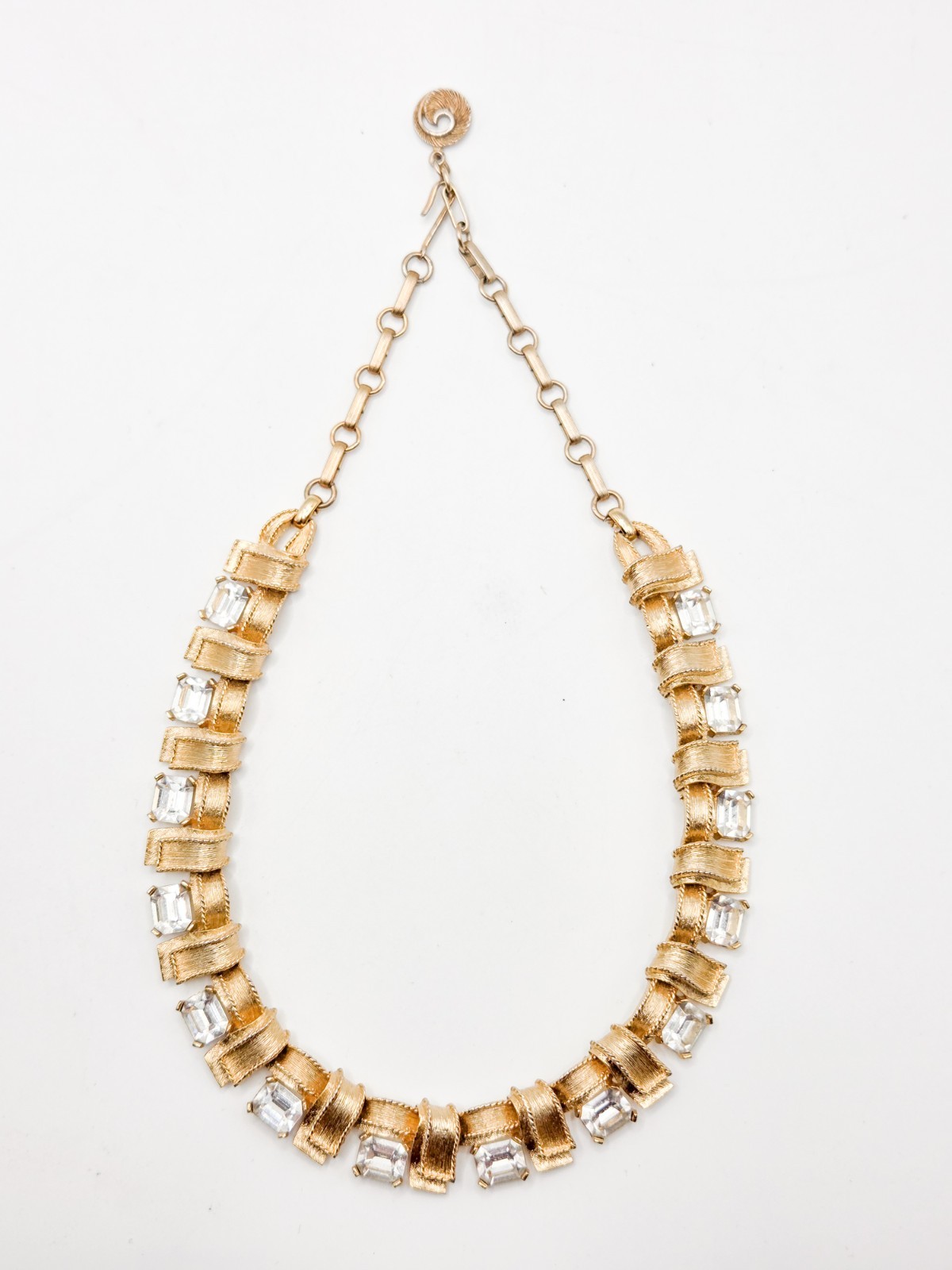 Lisner Gold Tone Rectangular Rhinestone Choker Vi… - image 2