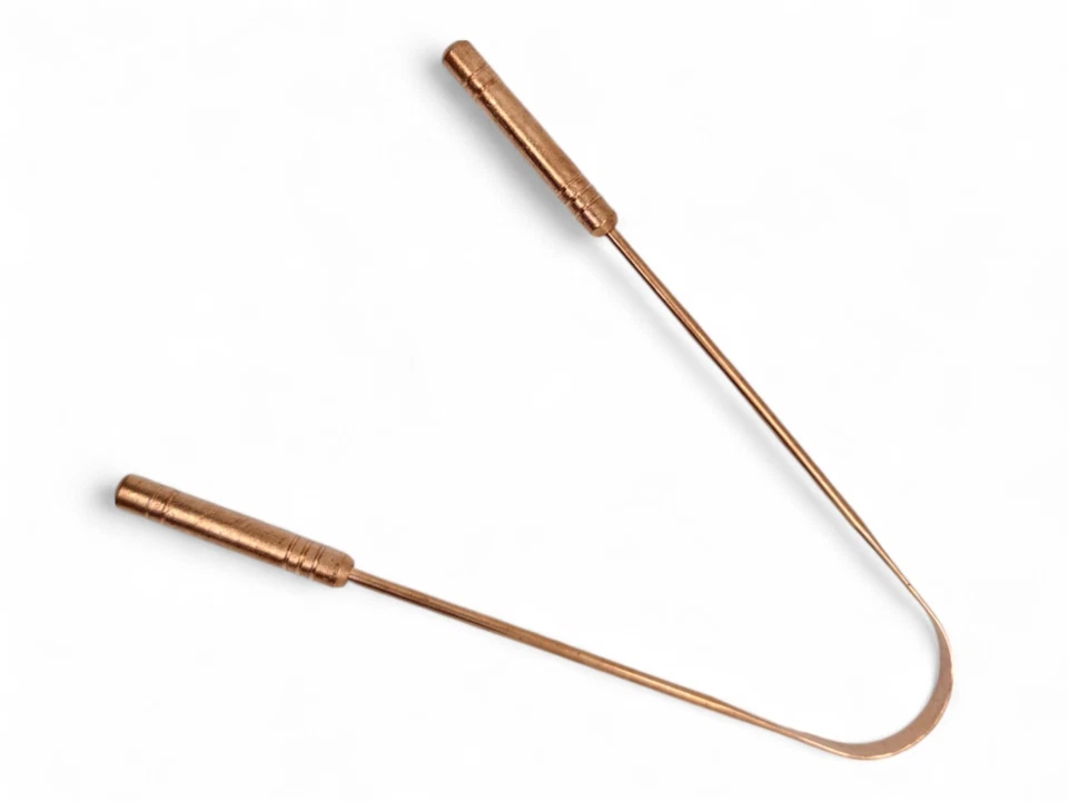 Limpiador de lengua/boca ayurvédico indio cobre raspador higiene oral mal aliento Foto 2 de 4