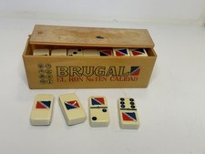 RARE VINTAGE BRUGAL DOMINOES COMPLETE SET OF 28 IN HARD PLASTIC CASE