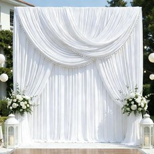 12ft x 10ft White Backdrop Curtains for Parties, Wrinkle Free 2 Panels Photo ...