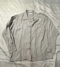 Men's  XL Perry Ellis 100% Silk Retro Casual Long Sleeve Button Down Shirt