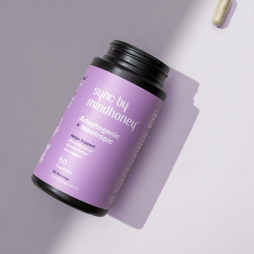 MINDHONEY SYNC 60 Count Adaptogenic Supplement Ashwagandha Magnesium Stress - Picture 7 of 8