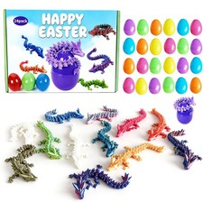 24Pcs Easter Eggs with 3D Printed Dragons Inside,Articulated 3D Printed Drago...