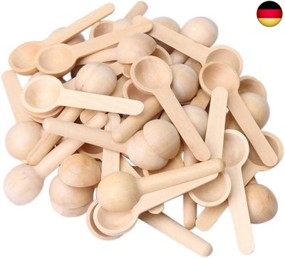 BQLZR kleine runde Küchenlöffel aus Holz für Salz, Gewürze, Honig, Kaffee, 7,5 x