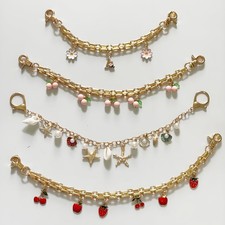 4 Pieces Gold Bag Charms, Cute Cherry Bag Charms for Women Wallet Keychain Go...