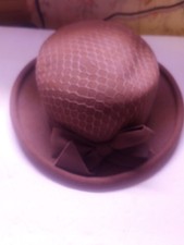 Vintage Fair Felt Hat 100 Wool Women's Brown Mesh 1950-1970