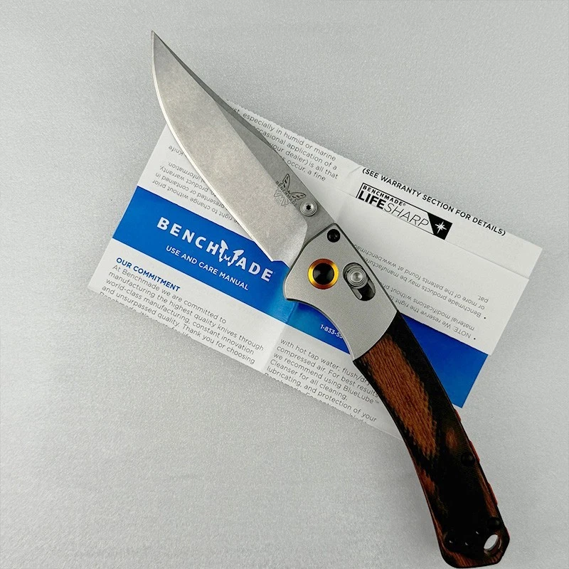 Cuchillo Plegable Benchmade 15085-2 Mini Mango Madera Río Torcido CPM-S30V Foto 3 de 4