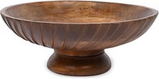 EDHAS Mango Wood Decorative Wooden Bowl Hand Carved Home Decor for Dining Table