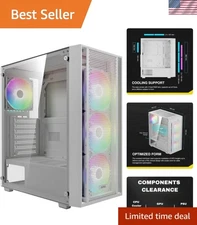High-Performance Mid Tower Case: 4 ARGB Fans, Tempered Glass & 7 Expansion Slots