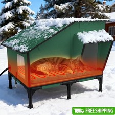 Heated Cat Shelter Waterproof Durable Insulated Escape Door Safe Warmth 24/7 New
