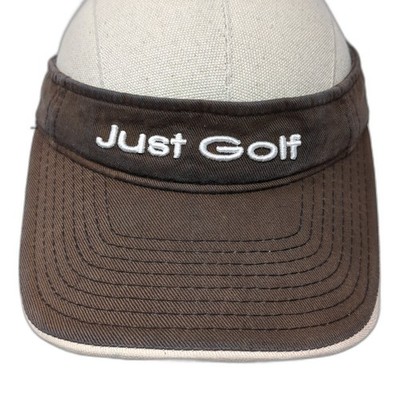 Just Golf Strapback Visor Hat Black One Size Embroidered Adjustable