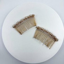 Y2K Elegant Gold Pearl Crystal Hair Combs Wedding Bridal Hair Pins Set Accessory