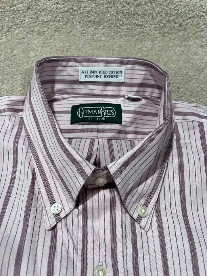 Camisa De Colección Gitman Bros Para Hombres 17 35 Pinpoint Oxford Vestido Abotonada Hecha en EE. UU. Foto 3 de 4